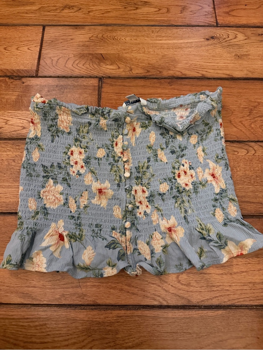 American Eagle Floral Smocked Blue tube top
